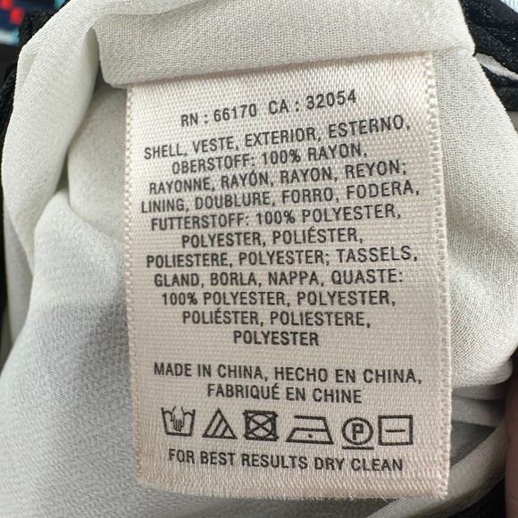 Floreat Blouse Top Women XSP Black White Embroidered Fringed Latitude Round Neck - Picture 8 of 14